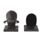 Set Of Two 6  Black Metal Bull Decorative Bookends