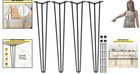 Set Of 4 Black Hairpin Table Legs - 16    Carbon Steel For Creative Diy Projects