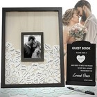 Rustic Wooden Wedding Guest Book Alternative Love Frame W  Hearts Photo Slot New