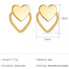 New Gold Silver Color Heart Earrings Women Vintage Punk Hollow Stud Fashion Ear