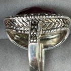 Large Sterling Silver 10ct Natural Red Ruby And Marcasite Ring Size 6