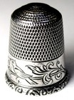 Antique Simons Bros  Sterling Silver Thimble  Pa German    pair Of Birds     C1920s
