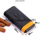 Portable Leather Cedar Wood Humidor 3 Tube Black Dragon Design Seal Cigar Case