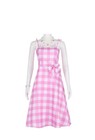 Barbie Girl Pink Plaid Margot Robbie Princess Dress Costume Halloween Cosplay