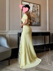Evening Elegant Vintage Sweet Yellow Lace Beads Flowers Boat Neck Prom Dress