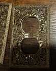 Vintage Mcm Ornate Gold Filigree Outlet Wall Cover Plate Brass Gold Lot X 3