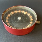 1940   s Vintage Pocket Roulette Red Tin Toy Mini Travel Antique Wheel Game Works 