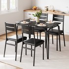 5-piece Dining Table Set Wooden Kitchen Dining Room Furniture Upholstered Chairs