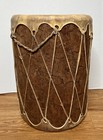 Vintage Native American Indian Log Wood Drum Raw Hide 19    Tall X 14    Around