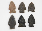 6pc Lot Of Notched Indian Arrowhead - Authentic W Great Colors  
