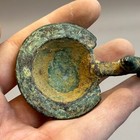 Genuine Ancient Luristan Bronze Oil Lamp With Animal Handle - 2000  Years Old E