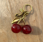 Coach Red Cherry Apple Bag Charm Keychain Resin Metal Brass Purse Decoration