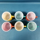 Set 6 Vtg Hazel Atlas Stackable Milk Glass Coffee Cups Turquoise Orange Yellow