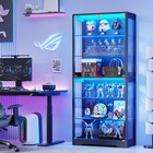 Brottar 6-tier Adjustable Glass Display Cabinet With Doors   3-color Led Lights
