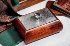Fantastic Engine Turned Sterling Silver Walnut Wood Trinket Jewelry Storage Box