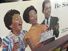 1950 Original Pepsi Black Americana Trolley Sign Soda Antique Original Old Vtg
