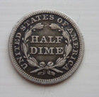 1845 P Seated Liberty Half Dime Choice   Toned Us Silver Coin  Free Shipping