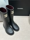 Chanel Rubber Rain Boots Black With White Cc Logo