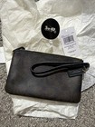 New Coach Signature Brown Black Wristlet Wallet Pvc Double Corner Zip F87591