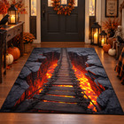 3d Lava Bridge Halloween Rug  Fire Pit Optical Illusion Spooky Floor Mat Decor
