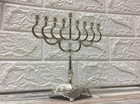 Silver Plated 7   Israel Hanukkah Candle Holder   Mini  Hanukia Jewish Judaica