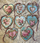 Valentine Hearts Vintage Style  Romantic  Linen Cardstock   Hang Tags Set Of 8