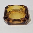 Mcm Vintage Amberline Glass Ashtray 4 Slots Square Retro 50s 60s