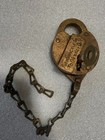 Antique 1897 Lock New York Telephone Company Brass Patina Padlock   Chain   Key