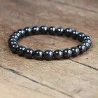 Natural Hematite 8mm Beaded Grounding Crystal Healing Reiki Stretch Bracelet