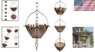Adjustable 8 Ft Copper Plated Garden Rain Chain With Decorative Lotus Cups