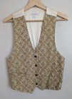 Vintage 90s Express Floral Tapestry Vest M L Waistcoat Italy Cottage Academia 