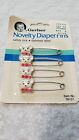 Set Of Vintage Gerber Novelty Diaper Pins White Bear 1991 Baby Brand New