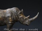 9 8  Chinese Antique Bronze Gilt Fengshui Rhino Rhinoceros Sculpture Statue