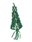 Vintage Christmas Tree Macrame Wall Art Handmade Green Red Beads Hanging  Decor 