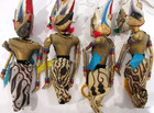 Lot Of 4 Vtg Wayang Golek Wooden 6 1 2  Stick Puppets Indonesia Bali Handcrafted