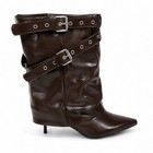 Newbella Burgundy Brown Buckle Boots     Women   s Size 9     Stiletto Heel