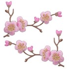 2-pack Cherry Blossom Applique Patch Set - Embroidered Flower Badge 3-1 8 