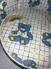 Vintage Childs Vinyl Booster Seat Bear   Rainbow Mcm Retro Toddler High Chair