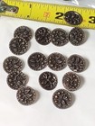 Set 14 Matching Victorian Brass Buttons Berry Leaf Picture Button