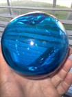 Blown Art Glass Bright Blue Float Ball Orb Vintage