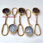 Lot Of 5 Pieces Maritime Nautical Vintage Style Brass Pocket Compass Key Chain