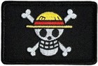 Straw Hat Pirate Flag Embroidered Morale Patch  - 2pc  Hook Backing  3 x2 