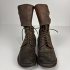 Vintage Wwii Era Military Double Strapped Brown  Leather Boots Size 8 5 Combat