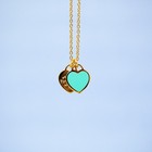 Tiffany Necklace Gold   Blue Double Hearts Enamel Pendants   Gift Box Set 45cm