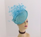 Kentucky Derby Wedding Sinamay Feather Fascinator Cocktail 617  turquoise 