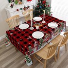 Christmas Tablecloth 60x84 Inches For Rectangle Tables - Snowman And Santa Red C