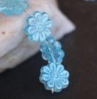 4 Czech Glass Flower Bead - 18mm Large Flower Bead - Aqua Aurora Borealis