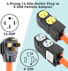 4-prong 220v 14-50p Outlet Plug To 120v 5-20r 15r Female Adapter Power Cord For 