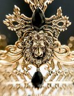 Vintage Lion King Crown  Black Crystal Crown For Groom  Prom Crown  Gold Crown