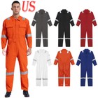 Us Men s Lightweight Work Coveralls One Piece Cotton Safety Jumpsuits Workwear